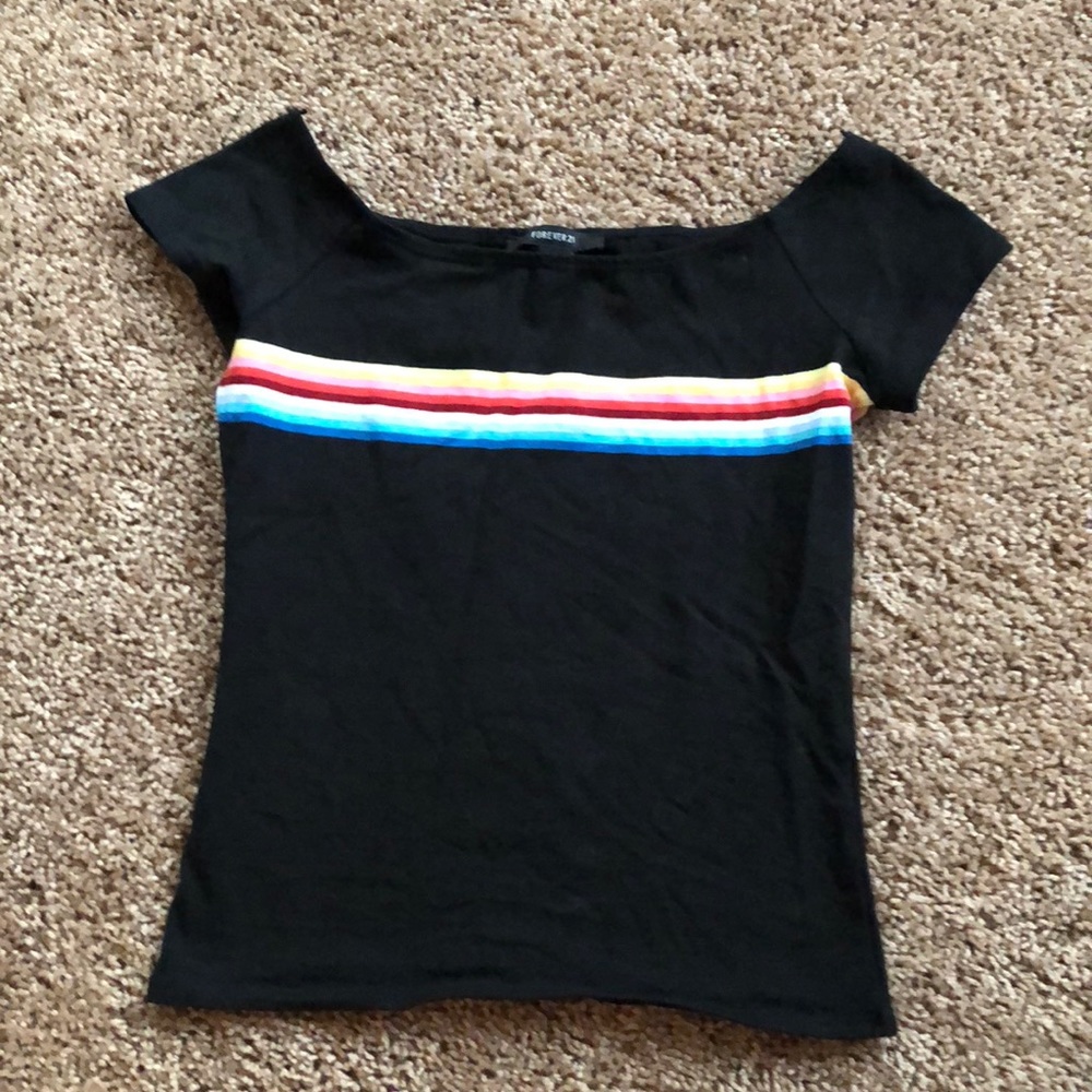 Below the shoulder rainbow shirt